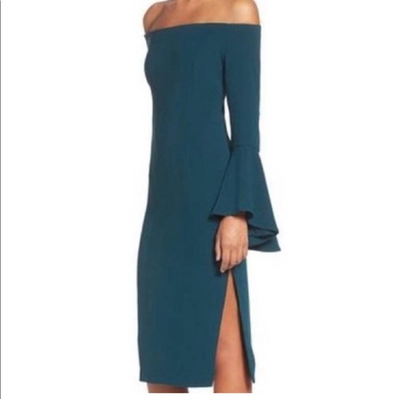 Bardot Off The Shoulder Bell Sleeve Midi Length Solange Dress - Picture 4 of 15